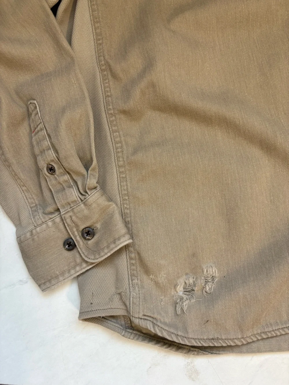 Ariat Fr Men’s Khaki Size Large Long Sleeve Button Up Shirt Flawed Western